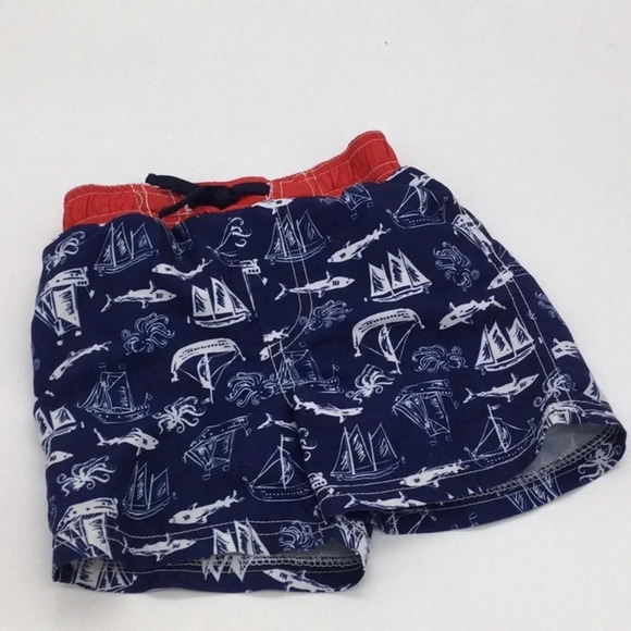 Mudpie Boys Ocean Print Swim Trunks size 24M/2T/3T - Picture 1 of 5